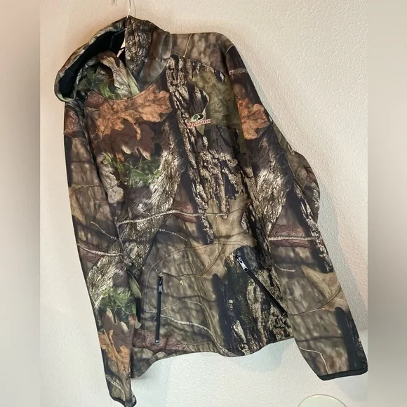 Mossy Oak~Men’s Fleece Hoodie~Built In Neck Gaiter~Zippered Front Pouch~Size L - Picture 1 of 13